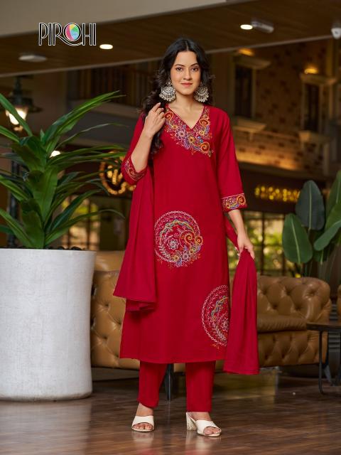 Pirohi mahek 3pcs wholesale kurtis online surat